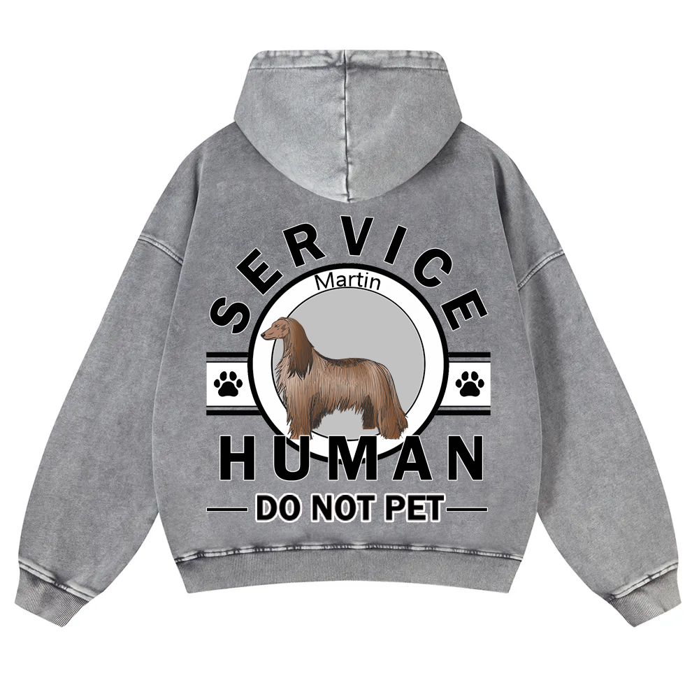 Service Human, Do Not Pet - Personalized Custom Unisex Washed Hoodie