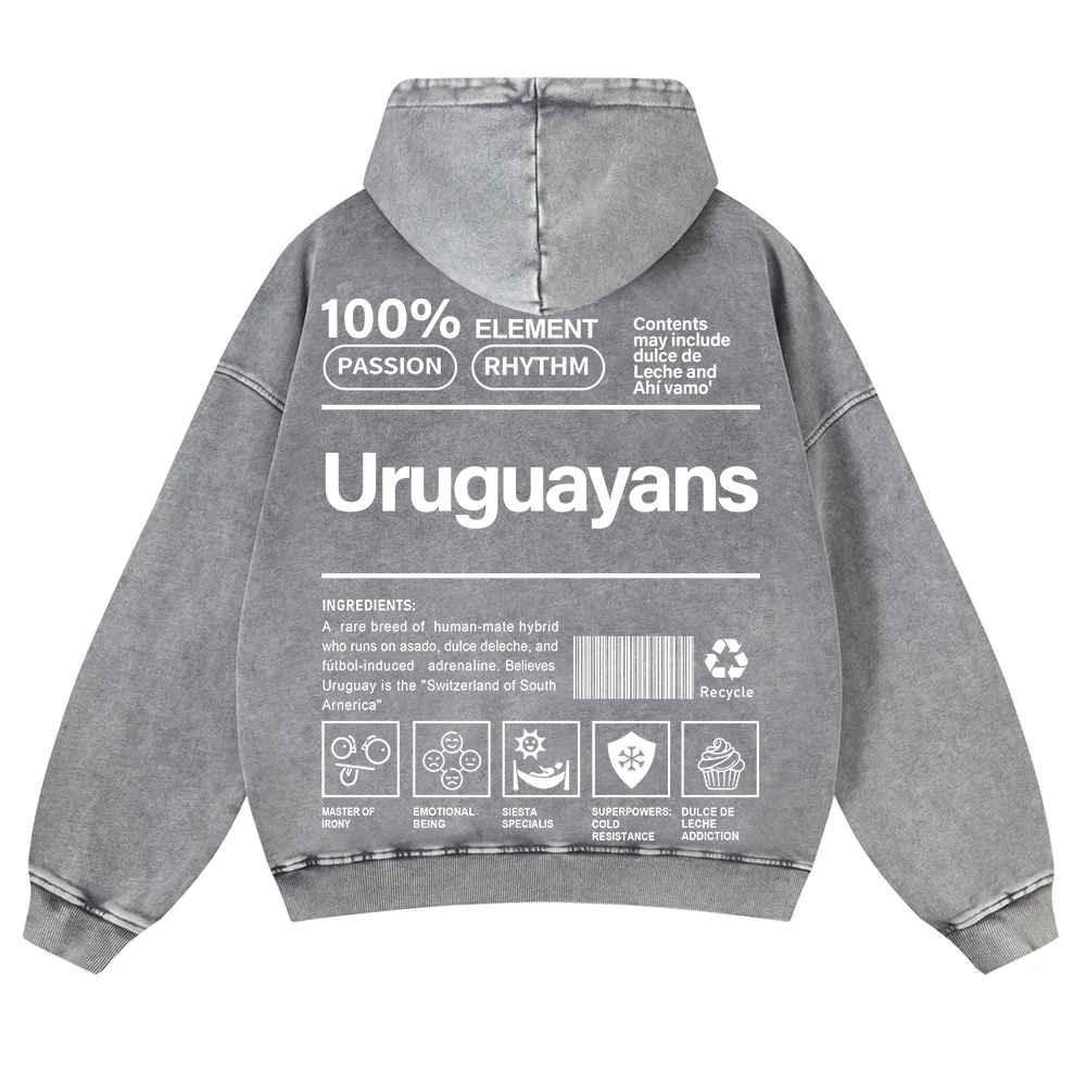 Uruguayans Unisex Fit  Washed Hoodie wearishow
