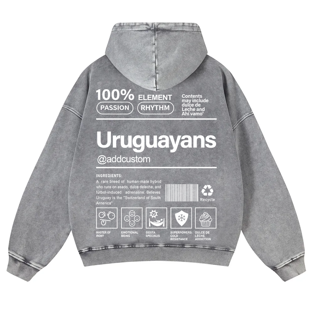 Uruguayans Addcustom Unisex Fit  Washed Hoodie wearishow