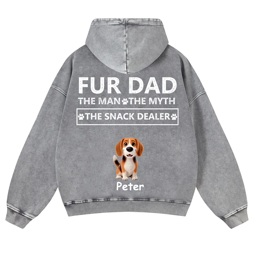 Fur Dad The Man The Myth The Snack Dealer - Personalized Custom Unisex Washed Hoodie