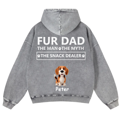 Fur Dad The Man The Myth The Snack Dealer - Personalized Custom Unisex Washed Hoodie