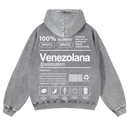 Venezolana Addcustom Unisex Fit  Washed Hoodie wearishow