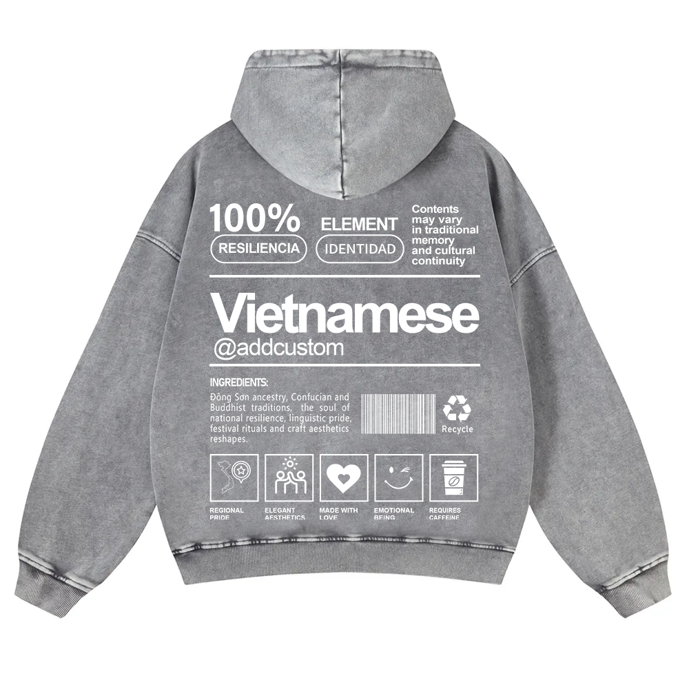 Vietnamese Addcustom Unisex Fit  Washed Hoodie wearishow