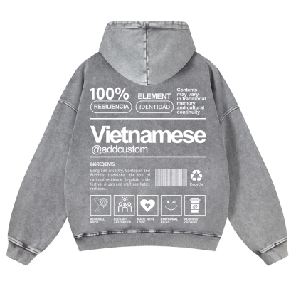 Vietnamese Addcustom Unisex Fit  Washed Hoodie wearishow