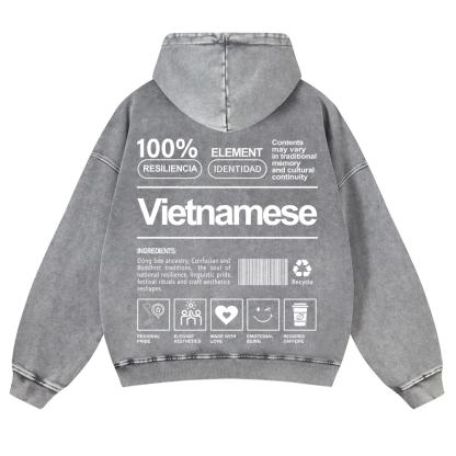 Vietnamese Unisex Fit  Washed Hoodie wearishow