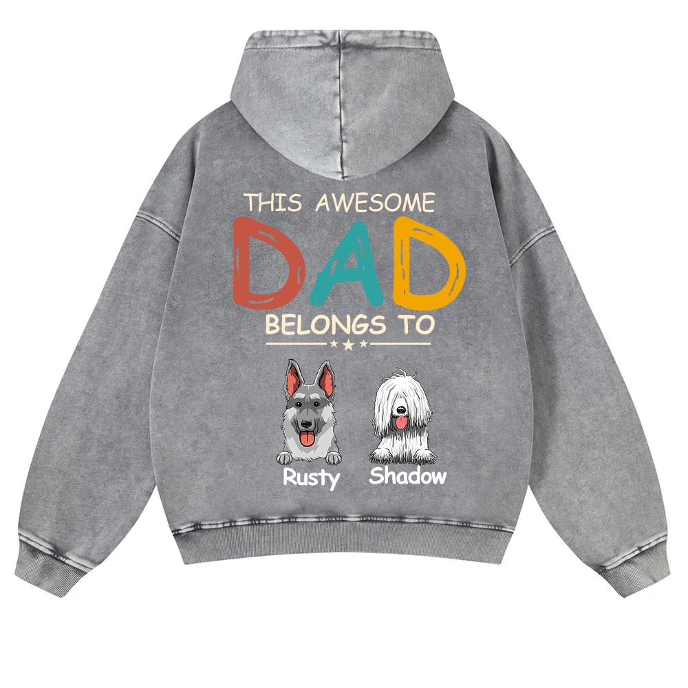 This Awesome Mom/Dad Belongs To - Personalized Custom Unisex Washed Hoodie