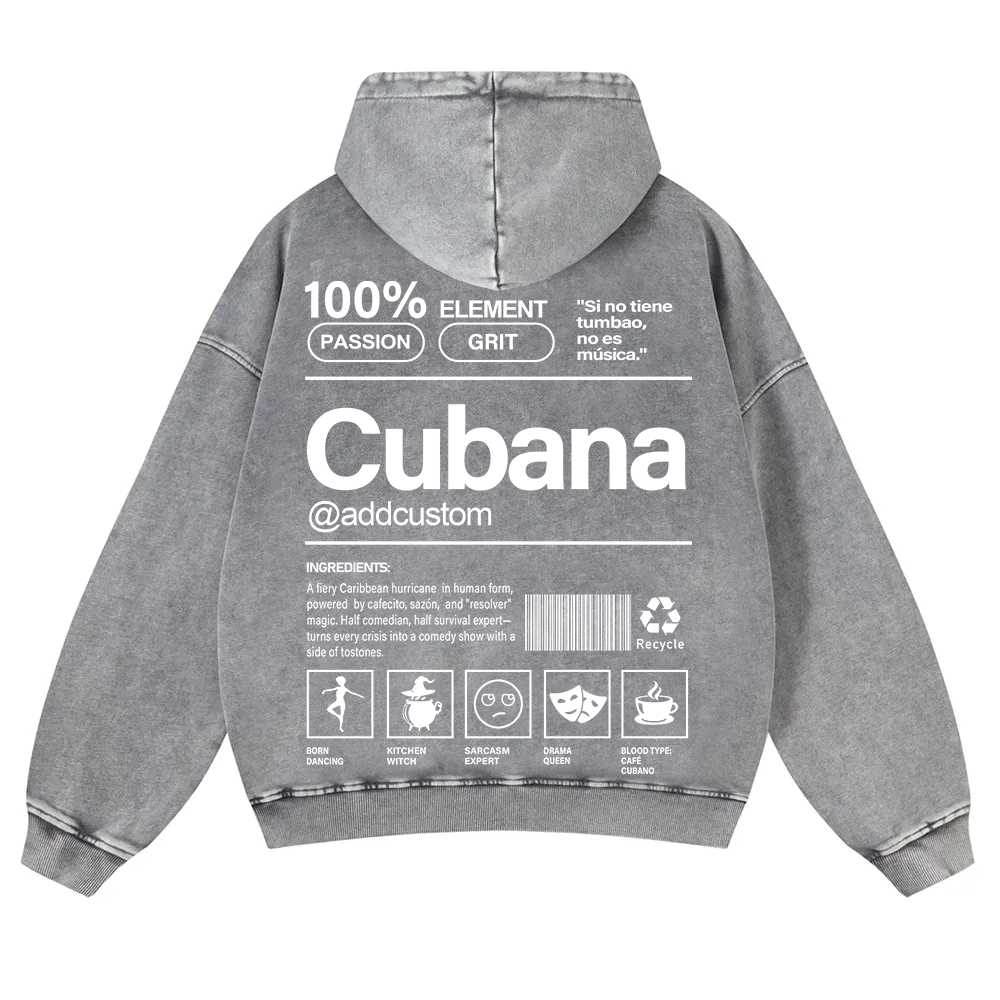 Cubana Addcustom Unisex Fit  Washed Hoodie wearishow