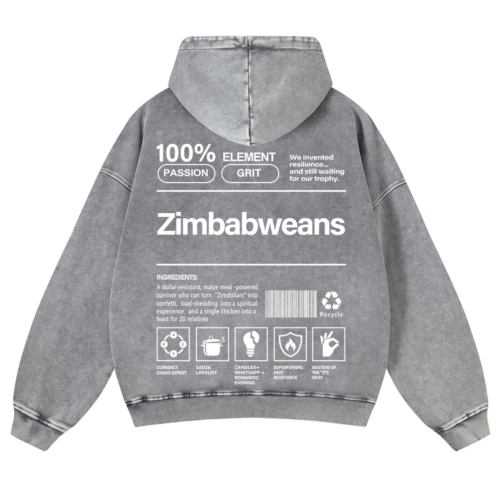 Zimbabweans Unisex Fit  Washed Hoodie wearishow