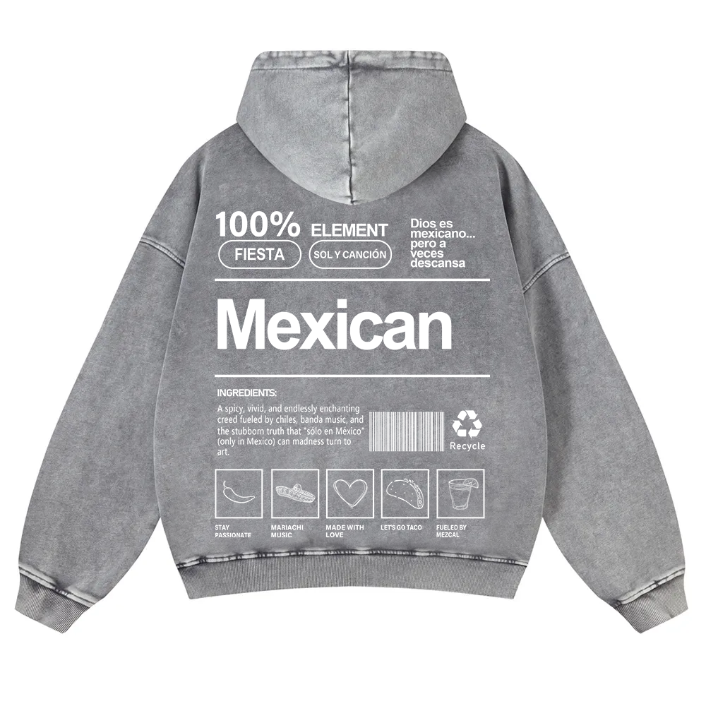 Mexican Unisex Fit  Washed Hoodie wearishow