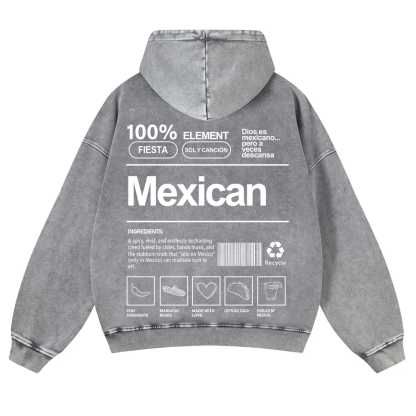 Mexican Unisex Fit  Washed Hoodie wearishow