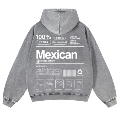 Mexican Addcustom Unisex Fit  Washed Hoodie wearishow