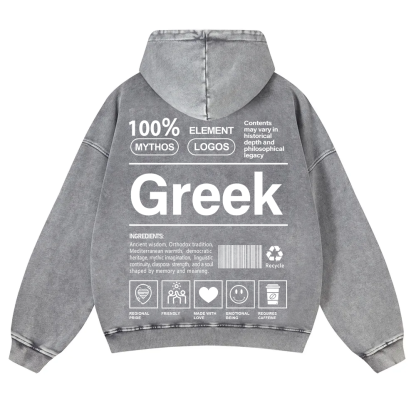 Greek Unisex Fit  Washed Hoodie wearishow