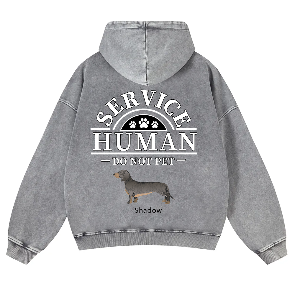 Service Human, Do Not Pet 2- Personalized Custom Unisex Washed Hoodie wearishow