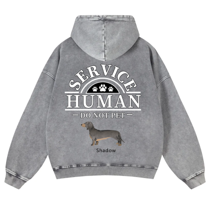 Service Human, Do Not Pet 2- Personalized Custom Unisex Washed Hoodie wearishow