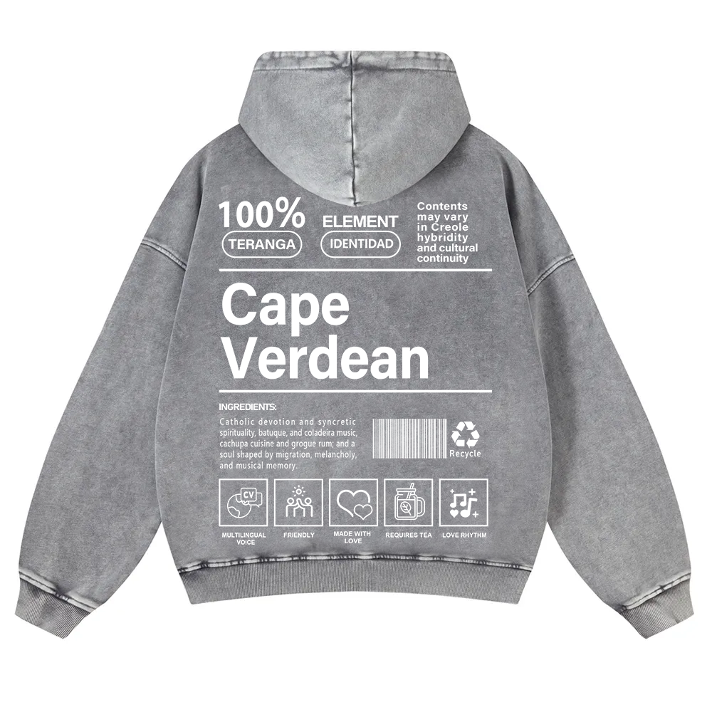 Cape Verdean Unisex Fit  Washed Hoodie wearishow