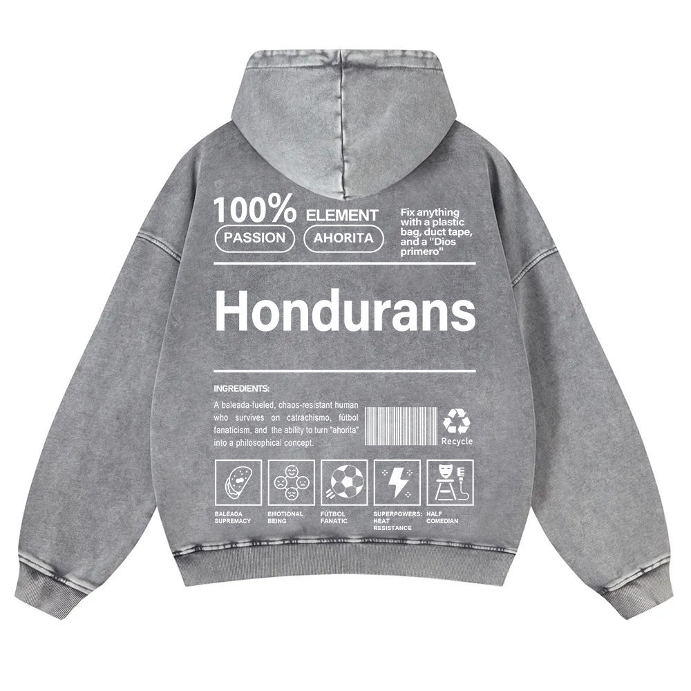 Hondurans  Unisex Fit  Washed Hoodie wearishow