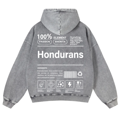Hondurans  Unisex Fit  Washed Hoodie wearishow
