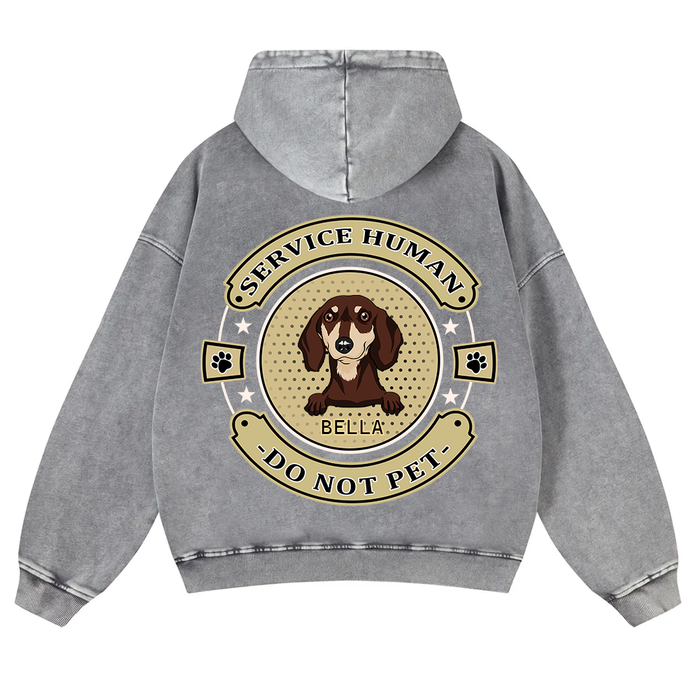 Service Human, Do Not Pet 14- Personalized Custom Unisex Washed Hoodie wearishow