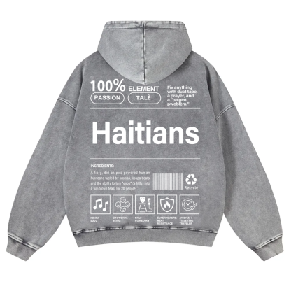 Haitians Unisex Fit  Washed Hoodie wearishow