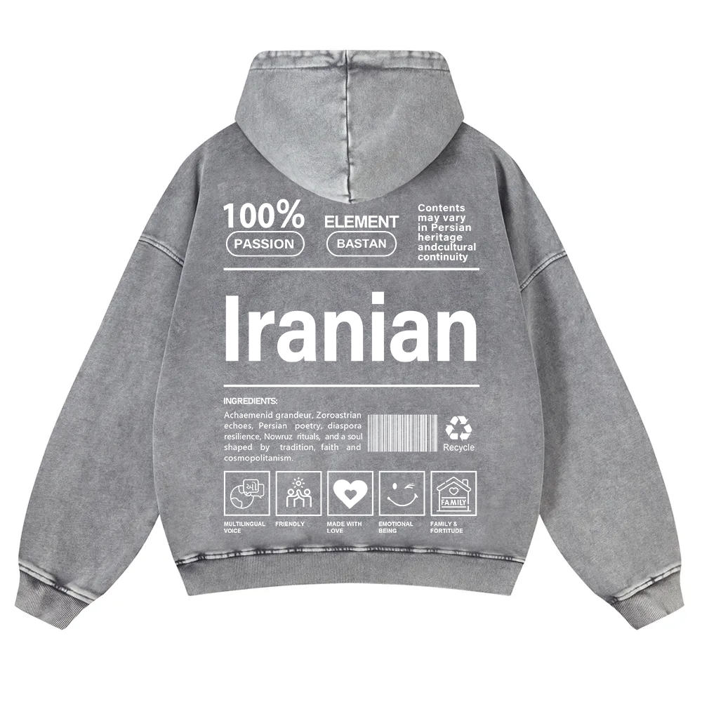 Iranian Unisex Fit  Washed Hoodie wearishow