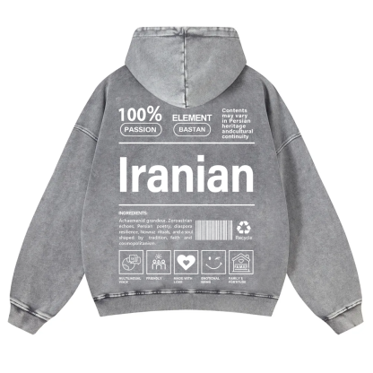 Iranian Unisex Fit  Washed Hoodie wearishow