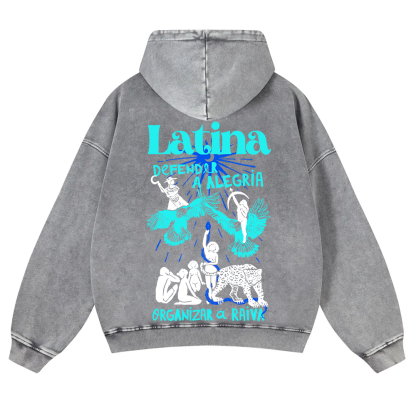Latina Unisex Fit  Washed Hoodie wearishow