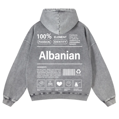 Albanian Unisex Fit  Washed Hoodie wearishow
