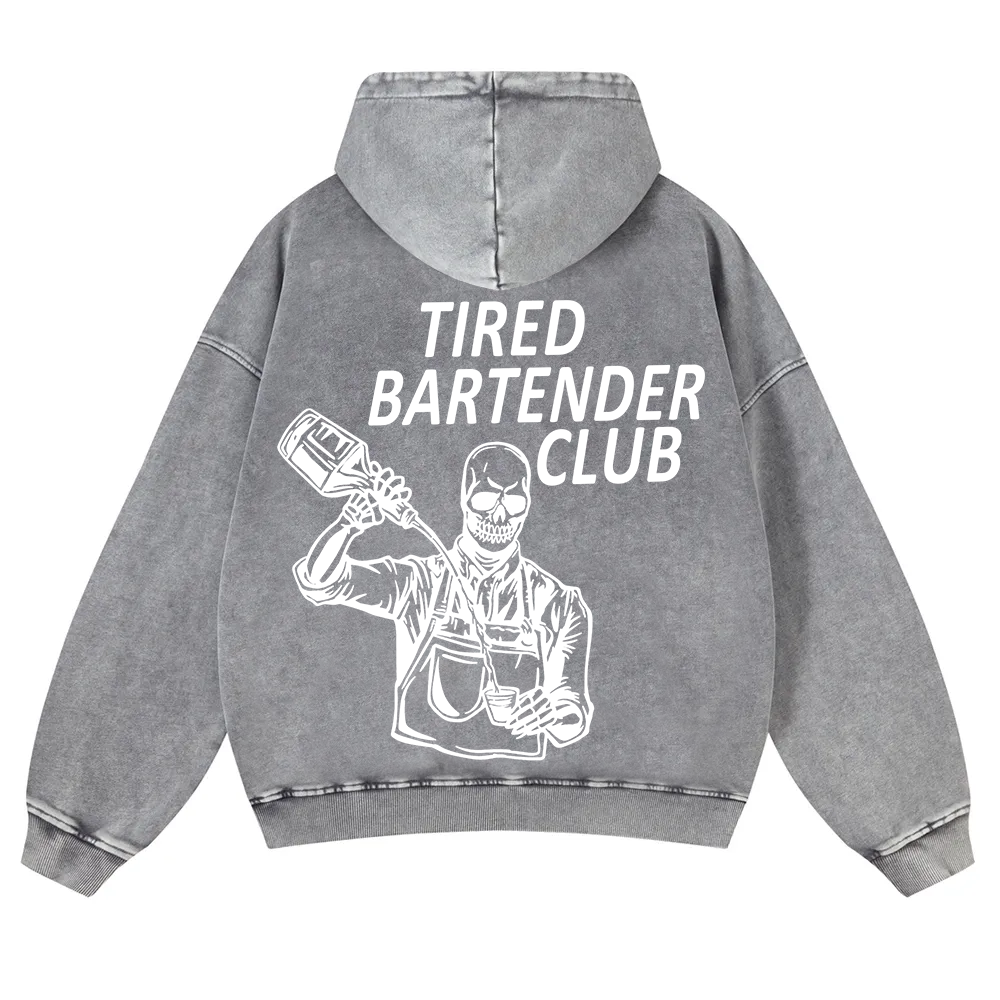 Tired Bartender Club Unisex Fit  Washed Hoodie wearishow