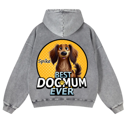 Best Dog Mom For Furry Kid - Personalized Custom Unisex Washed Hoodie wearishow