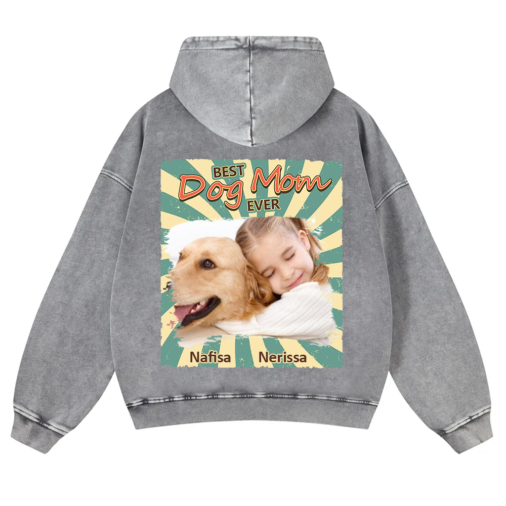 Retro Funny Dog Shirt Photo - Personalized Custom Unisex Washed Hoodie wearishow