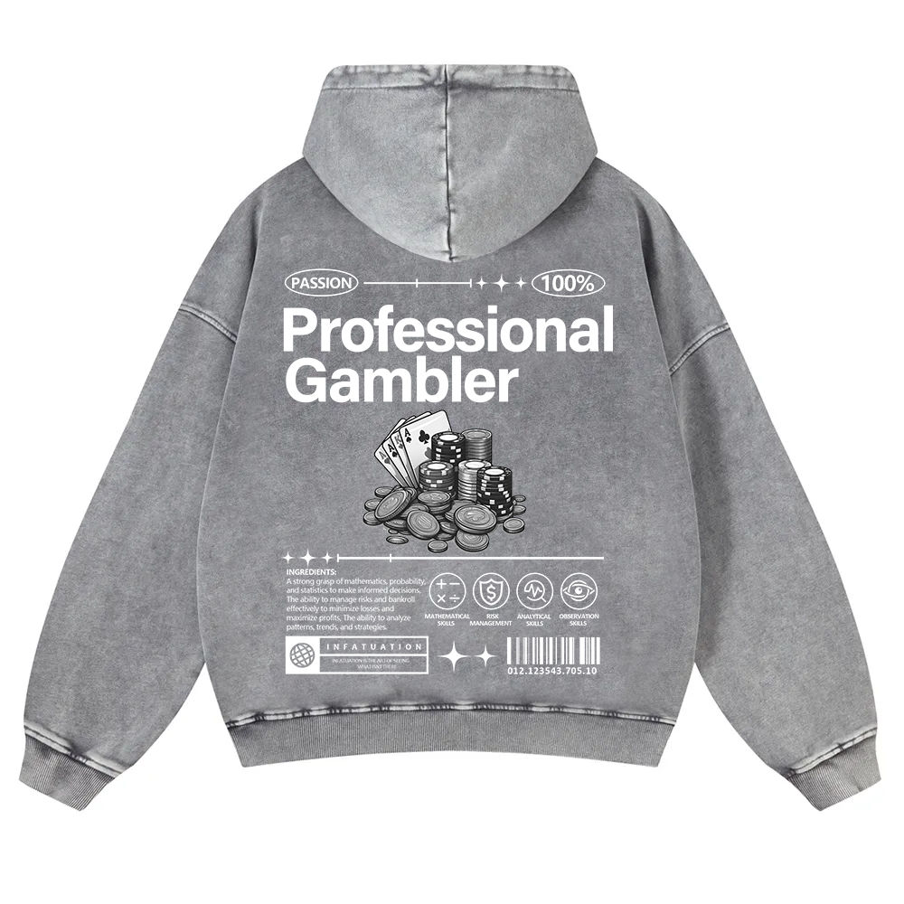 Professional Gambler Washed Hoodie wearishow