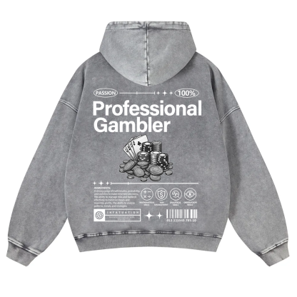 Professional Gambler Washed Hoodie wearishow