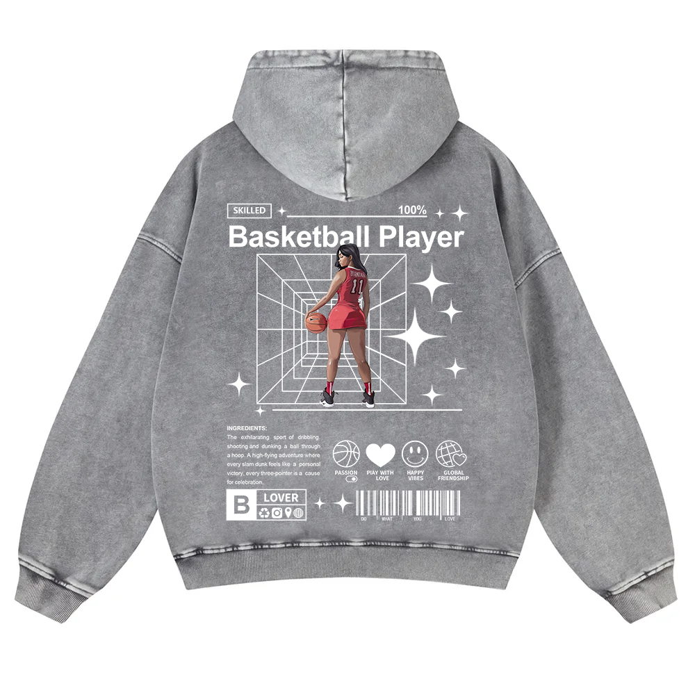 Basketball Player Washed Hoodie wearishow