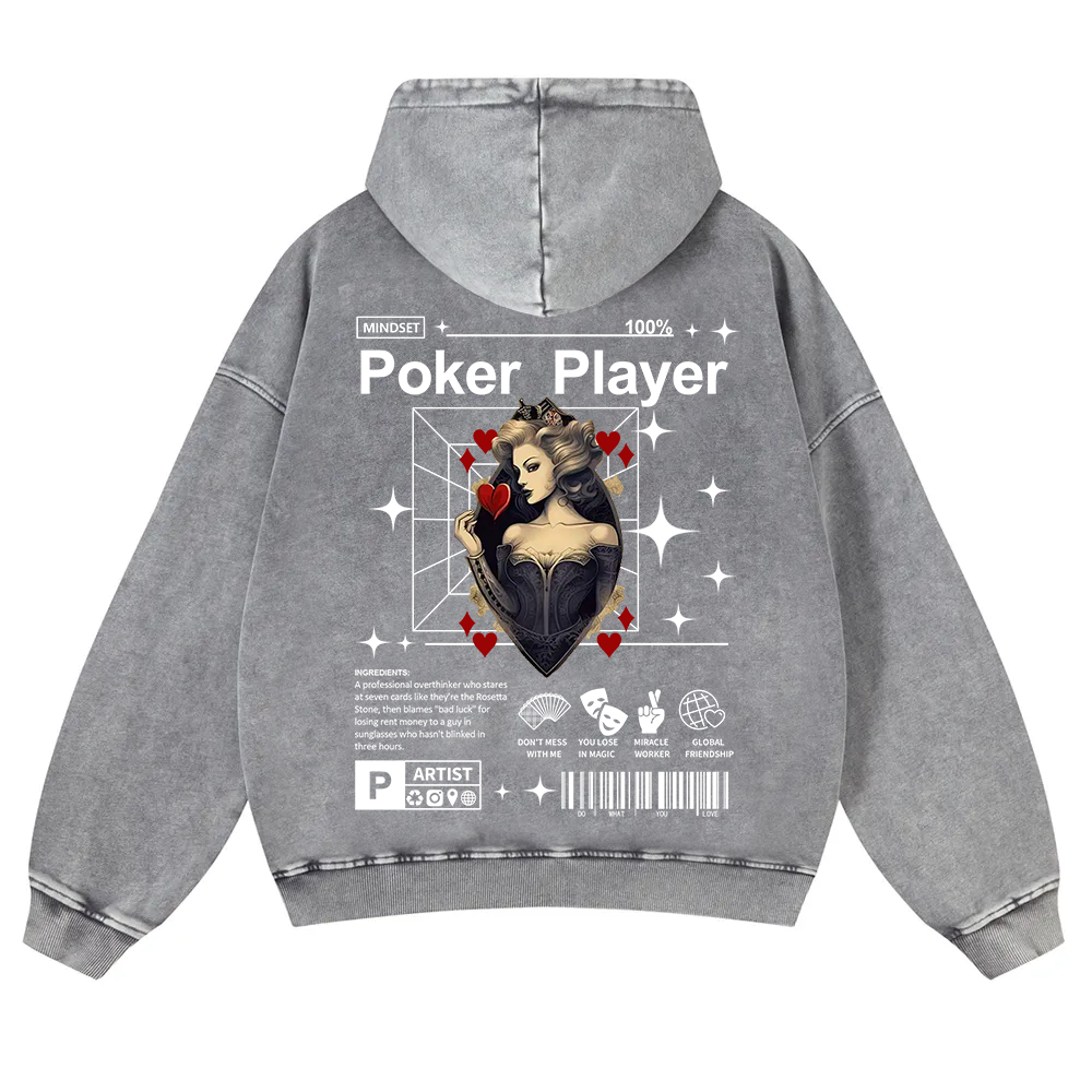 Poker Player  Washed Hoodie wearishow