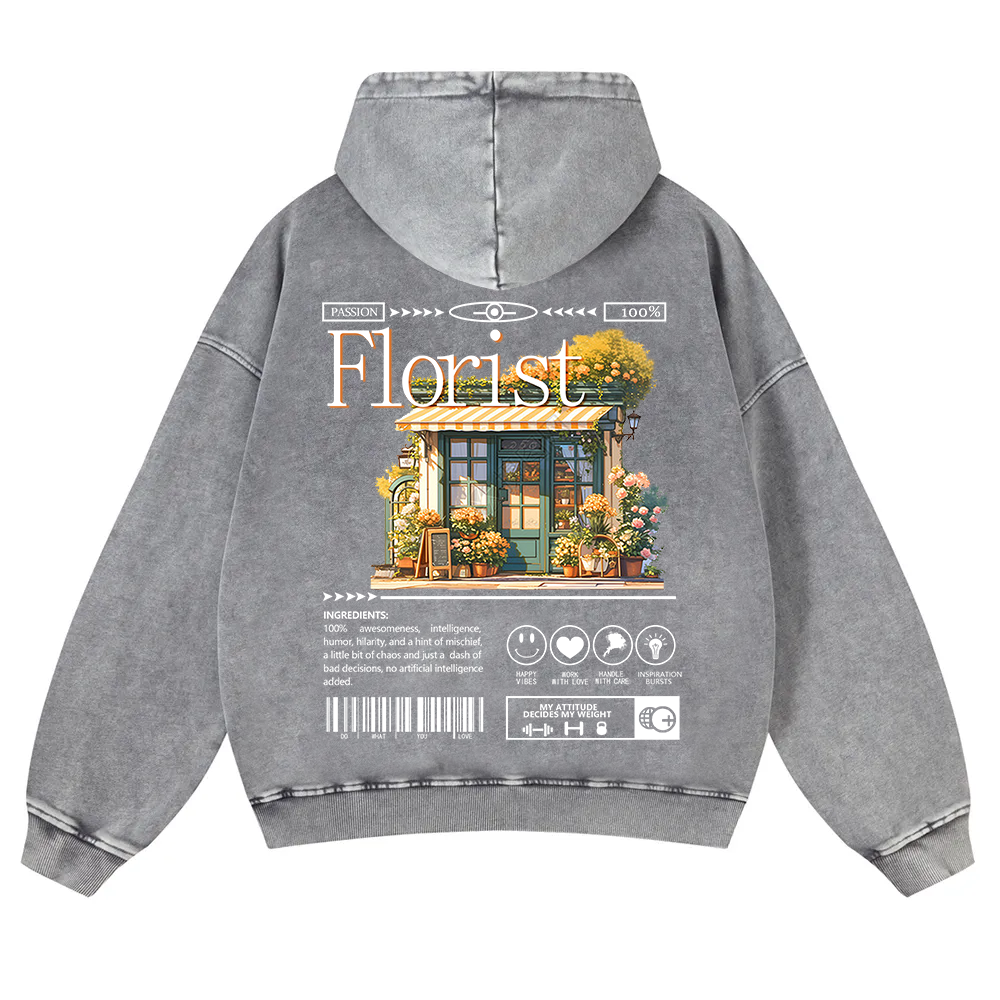 Florist Washed Hoodie wearishow