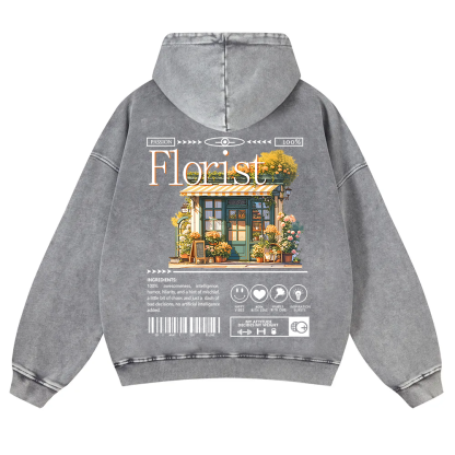 Florist Washed Hoodie wearishow
