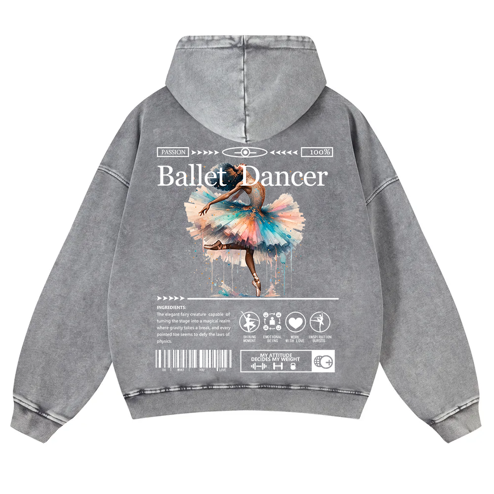 Ballet Dancer Washed Hoodie wearishow