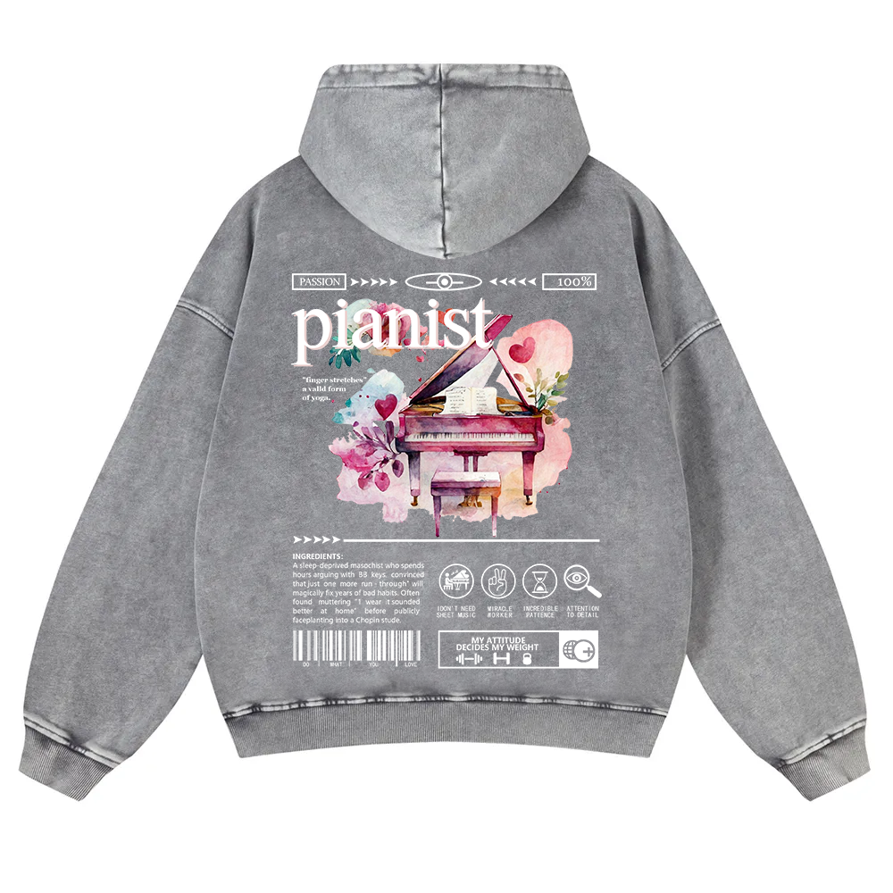 Pianist Washed Hoodie wearishow