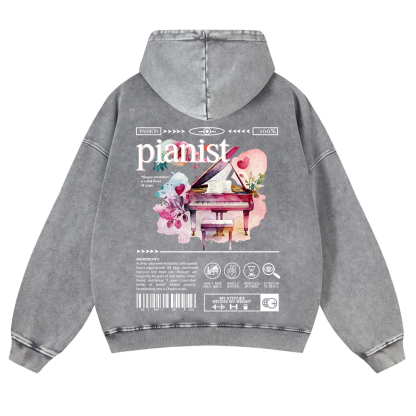 Pianist Washed Hoodie wearishow