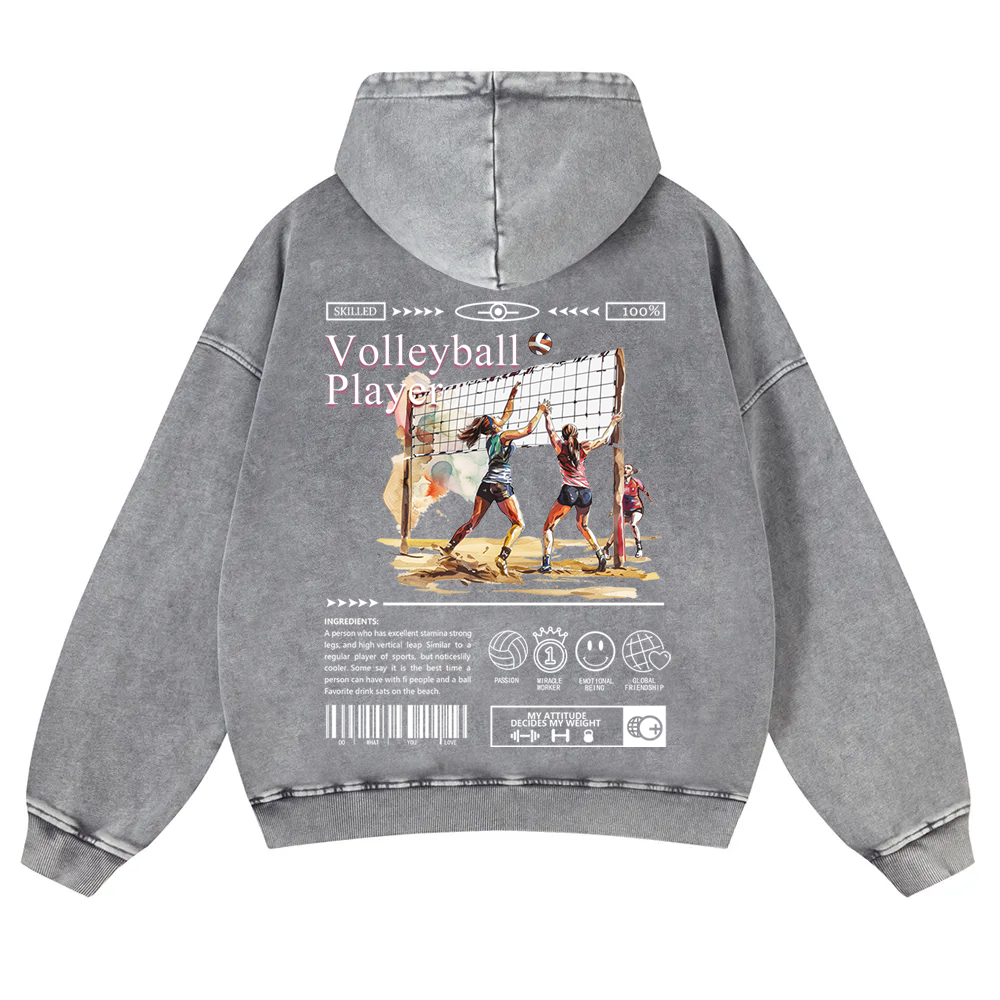 Volleyball Player Washed Hoodie wearishow