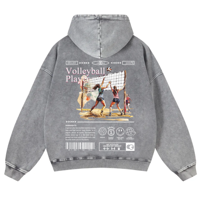 Volleyball Player Washed Hoodie wearishow