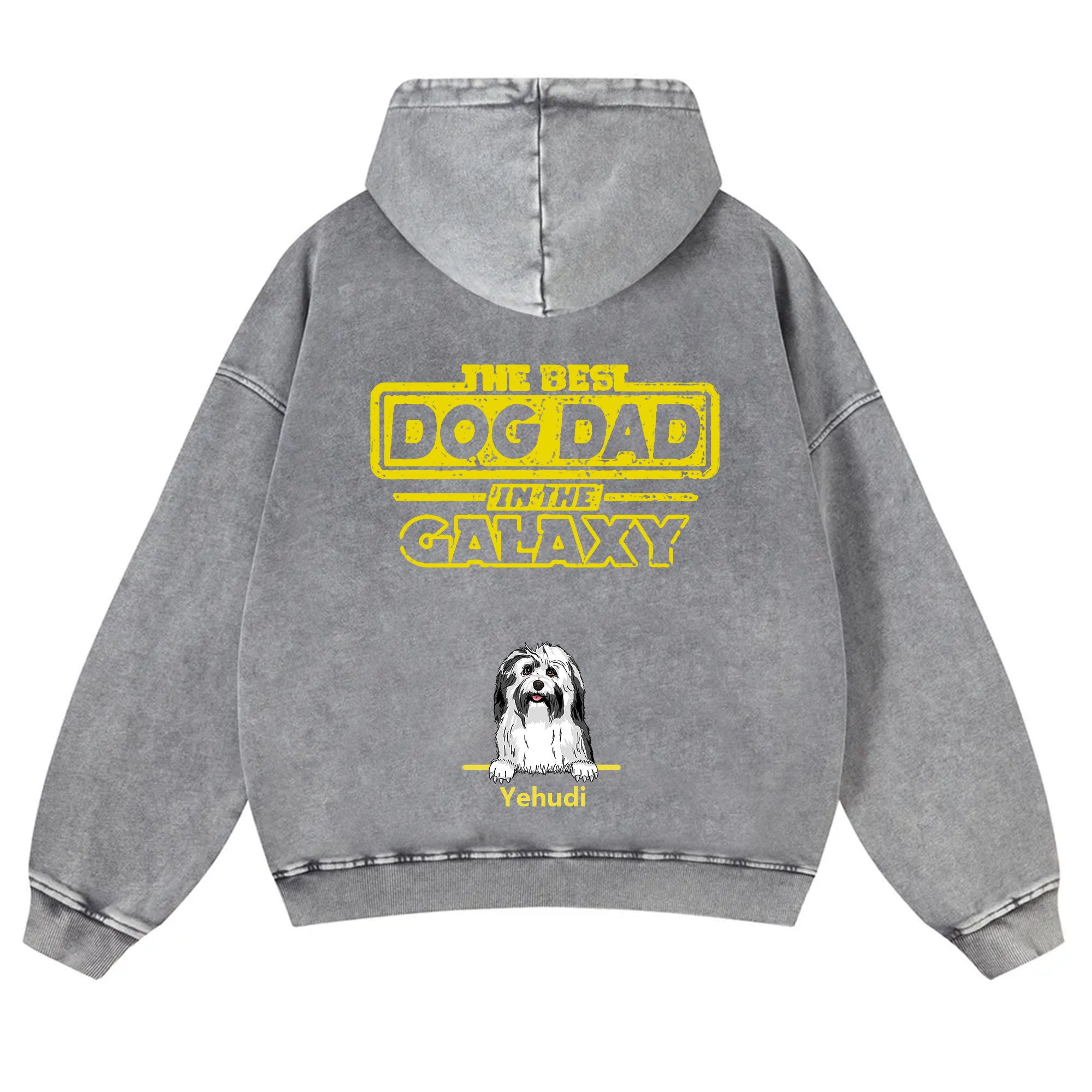 The Best Dog Dad In The Galaxy - Personalized Custom Unisex Washed Hoodie