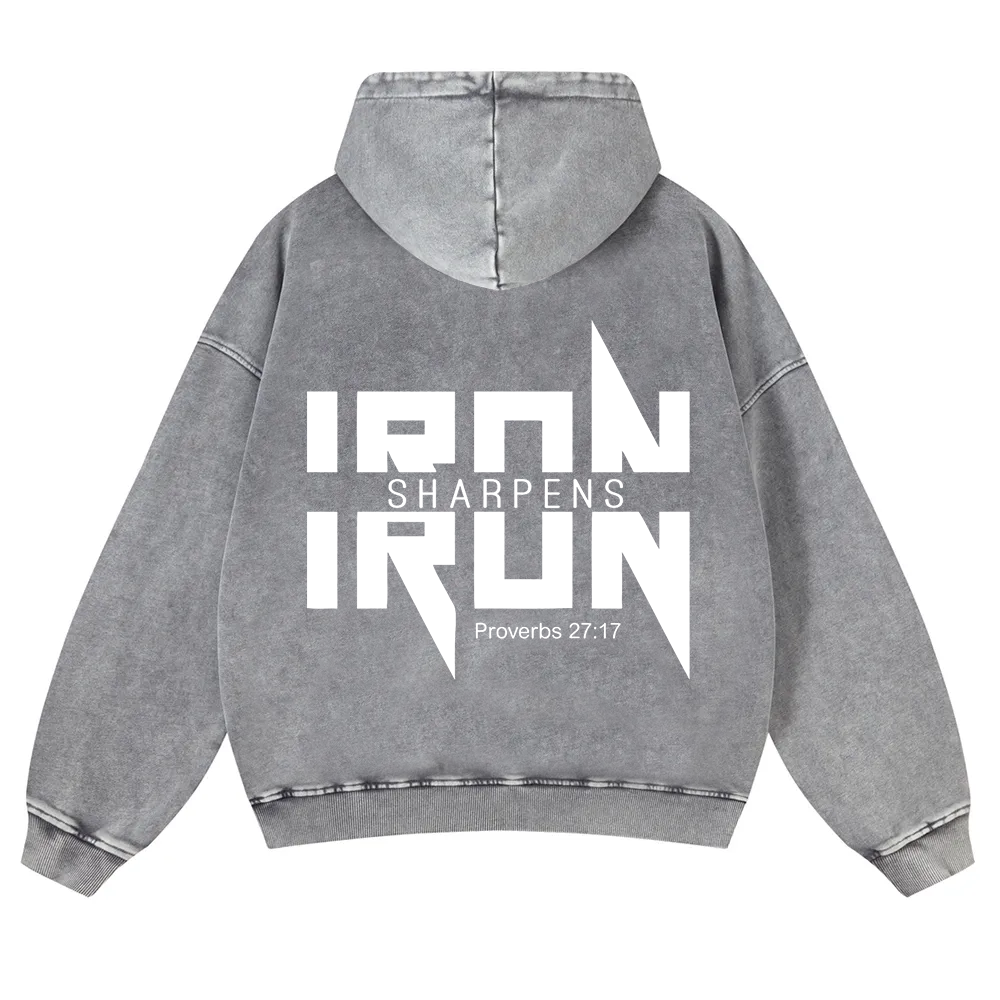 Iron Sharpens Iron Christian Washed Hoodie wearishow