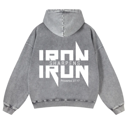 Iron Sharpens Iron Christian Washed Hoodie wearishow