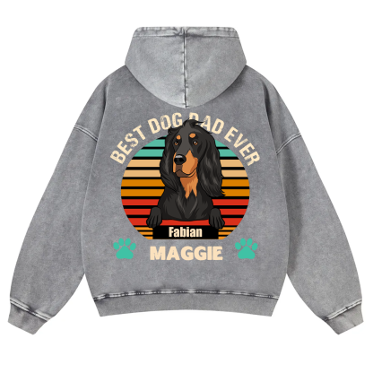 Best Dog Mom and Dad Ever - Personalized Custom Unisex Washed Hoodie