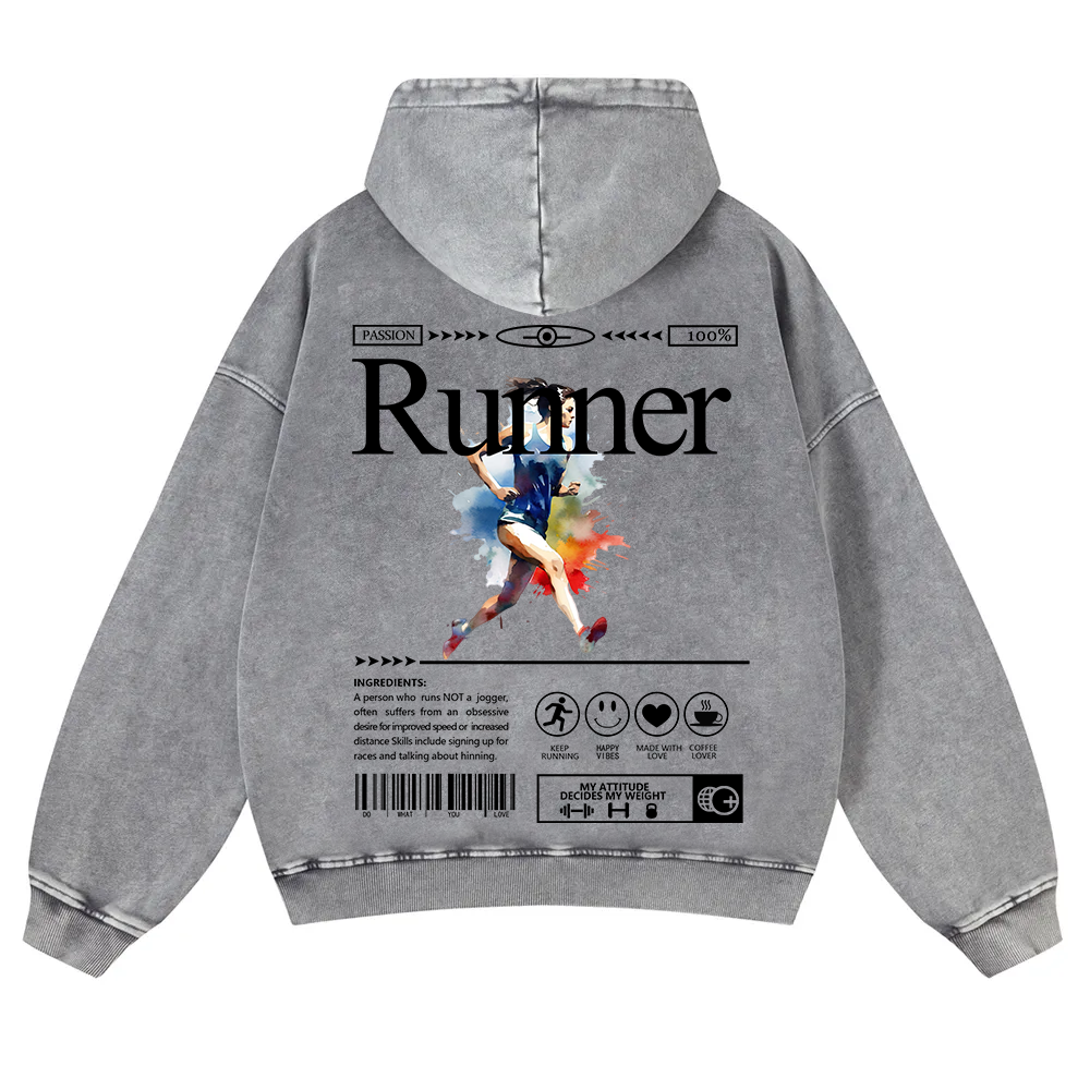Runner Washed Hoodie wearishow