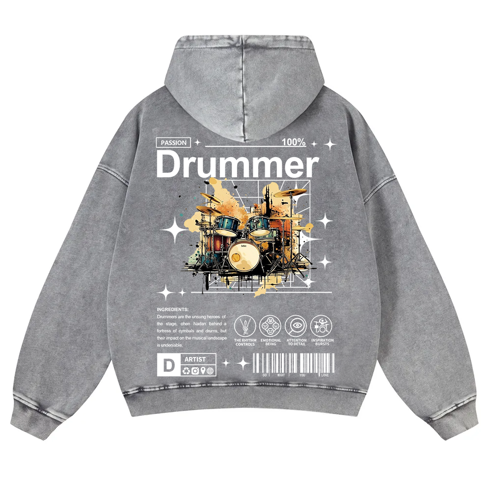Drummer Washed Hoodie wearishow