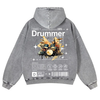 Drummer Washed Hoodie wearishow