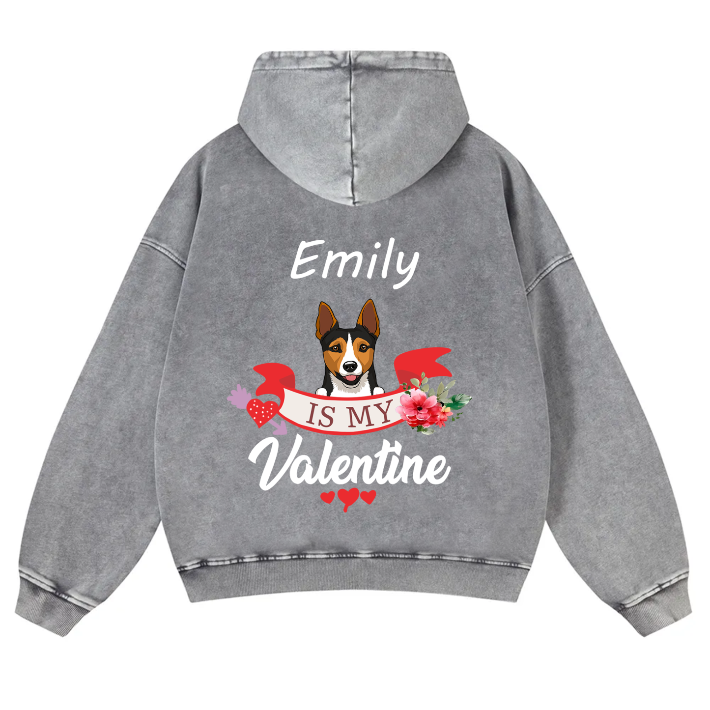 My Dog Is My Valentine Lover - Personalized Custom Unisex Washed Hoodie