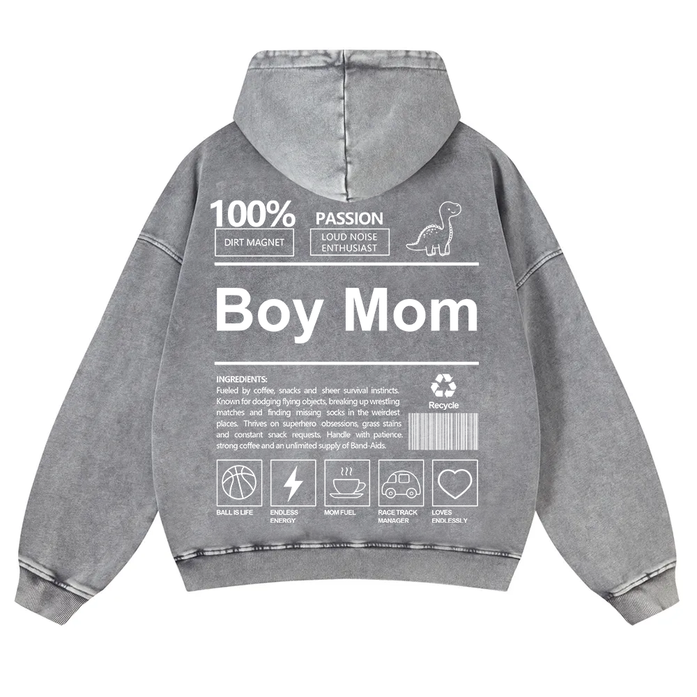 Boy Mom Washed Hoodie wearishow